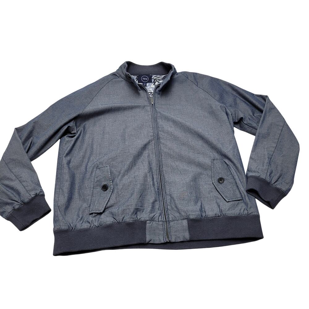 1901 Nordstrom Denim bomber jacket chambray tropical lined retro preppy XL